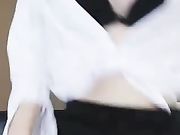 高颜值身材苗条长发美女主播第十八季 黑丝短裙用笔摩擦道具自慰出白浆