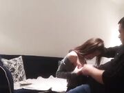 高质量苗条身材大奶妹子 吃完夜宵再来一炮沙发后入大力猛操