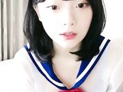 妹子小尺度诱惑 情趣学生透视装椅子上漏奶自慰