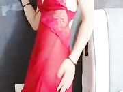 女神级主播热度雅尼深V红色睡裙极品诱惑